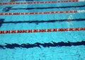 Pool with blue water and the swimming lanes Royalty Free Stock Photo