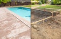 Before and After Pool Build Construction Site Royalty Free Stock Photo