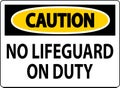 Pool Caution Sign No Lifeguard On Duty
