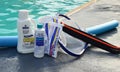 Pool chemicals by pool