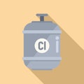 Pool chlorine tank icon flat vector