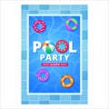 Pool circle party. Summer pool float ring concept. Vector cartoon water party illustration