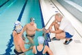 Pool coach - swimmer training competition Royalty Free Stock Photo