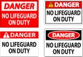 Pool Danger Sign No Lifeguard On Duty Royalty Free Stock Photo