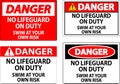 Pool Danger Sign No Lifeguard On Duty Swim At Your Own Risk Royalty Free Stock Photo