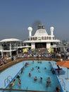 Pool deck aboard the Royal Caribbean Quantum of the Seas cruise ship sailed from Seattle, Washington Royalty Free Stock Photo