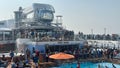 Pool deck aboard the Royal Caribbean Quantum of the Seas cruise ship sailed from Seattle, Washington Royalty Free Stock Photo