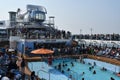 Pool deck aboard the Royal Caribbean Quantum of the Seas cruise ship sailed from Seattle, Washington