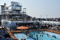 Pool deck aboard the Royal Caribbean Quantum of the Seas cruise ship sailed from Seattle, Washington Royalty Free Stock Photo