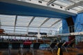 Pool deck aboard the Royal Caribbean Quantum of the Seas cruise ship sailed from Seattle, Washington Royalty Free Stock Photo
