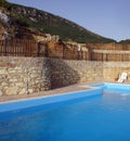 Pool deck in countryside Royalty Free Stock Photo