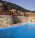 Pool deck in countryside