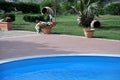 Pool deck in countryside