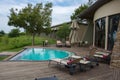 Pool deck at the Maropeng Boutique Hotel at the Cradle of Humankind Royalty Free Stock Photo