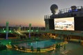 Pool deck on the Norwegian Bliss cruise ship, docked in San Diego, California Royalty Free Stock Photo