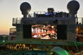 Pool deck on the Norwegian Bliss cruise ship, docked in San Diego, California Royalty Free Stock Photo