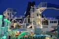 Pool deck on the Norwegian Bliss cruise ship, docked in San Diego, California Royalty Free Stock Photo