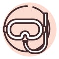 Pool diving mask, icon