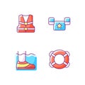 Pool equipment RGB color icons set Royalty Free Stock Photo