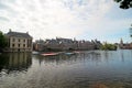 Pool with a fountain named hofvijver in front of the parliament building Binnenhof in The Hague, the Netherlands Royalty Free Stock Photo