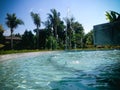 Pool Fountain View In The Middle Of Tropical Garden On A Sunny Day Royalty Free Stock Photo