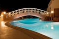 Pool of Greek hotel at night Royalty Free Stock Photo