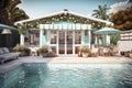 Pool House: Create a set of images that showcase a luxurious, summery pool house. Generative AI