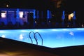 Pool illuminated at night