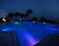 Pool illuminated at night