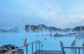 Pool in a lava field with hot water in Iceland