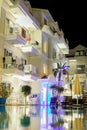 Pool lighting in backyard at night for family lifestyle and living area Royalty Free Stock Photo