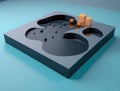 pool of liquid bubbling and seething over a slate platform. Podium, empty showcase for packaging product presentation