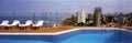 pool in a luxurious hotel in miraflores in the background beach in the pacific ocean lima peru