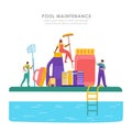 Swimming pool searvcice flat concept Royalty Free Stock Photo