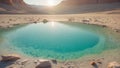 a pool in the middle of a desert with rocks and water Royalty Free Stock Photo