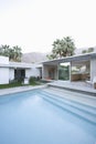 Pool And Modern Home Exterior Royalty Free Stock Photo