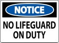 Pool Notice Sign No Lifeguard On Duty