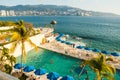 Pool by the ocean in Acapulco bay, Acapulco Mexico.