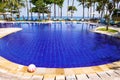 Pool, ocean, palm trees . Indonesia. Bali. Royalty Free Stock Photo