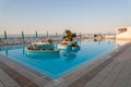 Pool overlooking the Mediterranean Sea in Puglia, Italy