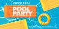 Pool party background with inflatable ring in the swimming pool vector illustration