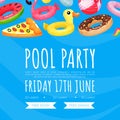 Pool party banner template. Summer party invitation, poster, background vector illustration Royalty Free Stock Photo