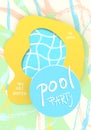 Pool Party vertical flyer with papercut shapes. Vector illustration. Royalty Free Stock Photo