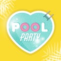 Pool party flyer, poster, invitation or banner template. Swimming pool heart. Vector illustration flat design Royalty Free Stock Photo