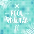 Pool party flyer, poster, invitation or banner template. Vector illustration flat design Royalty Free Stock Photo