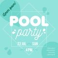 Pool party flyer, poster, invitation or banner template. Vector illustration flat design Royalty Free Stock Photo