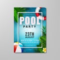 Pool party flyer template modern design vector illustration Royalty Free Stock Photo