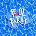 Pool Party Funny Poster with Pool Bottom Texture and Hand Writing Headline Text. Vector Holiday Illustration. Royalty Free Stock Photo