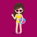 Pool Party Girl Ball Brown Hair 10 Royalty Free Stock Photo