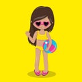 Pool Party Girl Ball Brown 13 Royalty Free Stock Photo